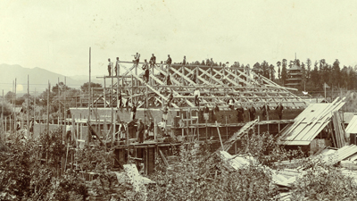 建設中の煉瓦倉庫/明治40年頃 （所蔵：福嶋家）